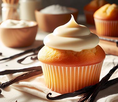 Un muffin de vainilla alrededor de vainilla